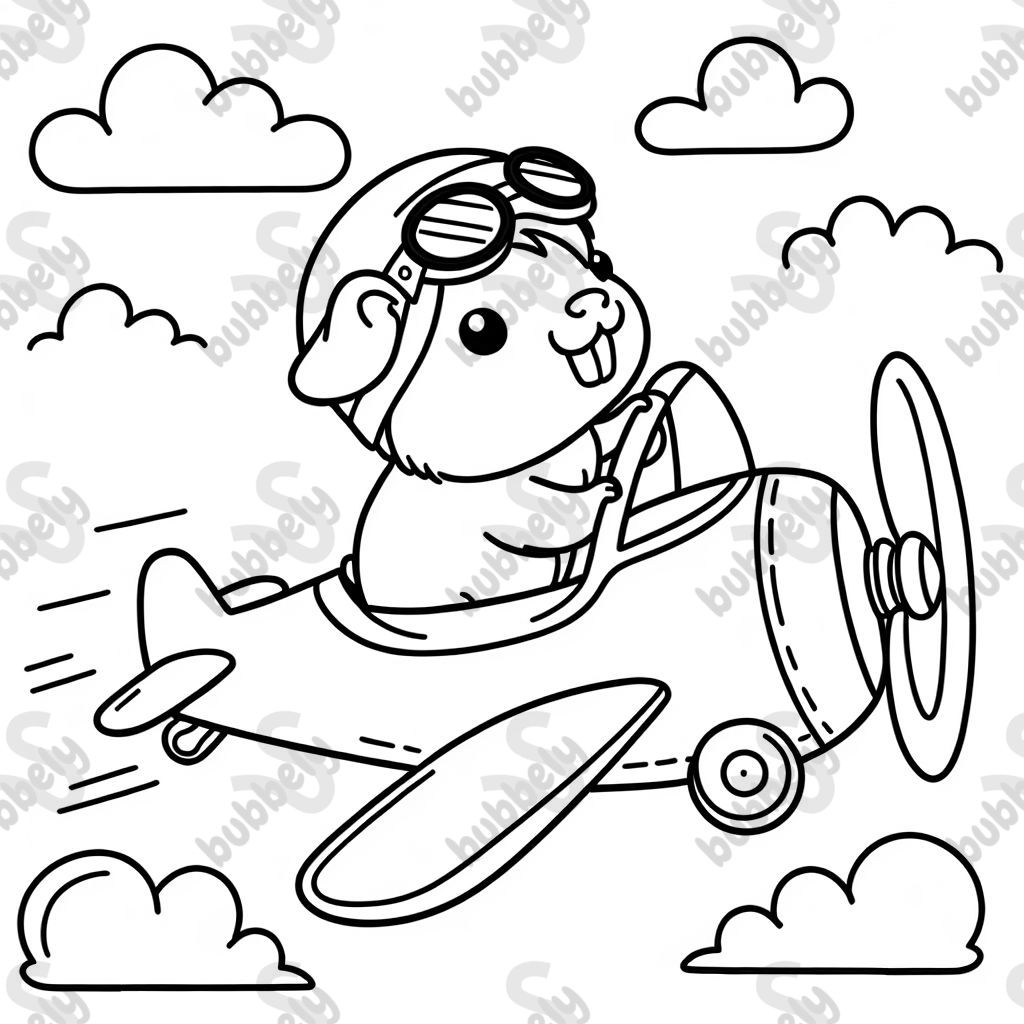 guinea pig flying an airplane