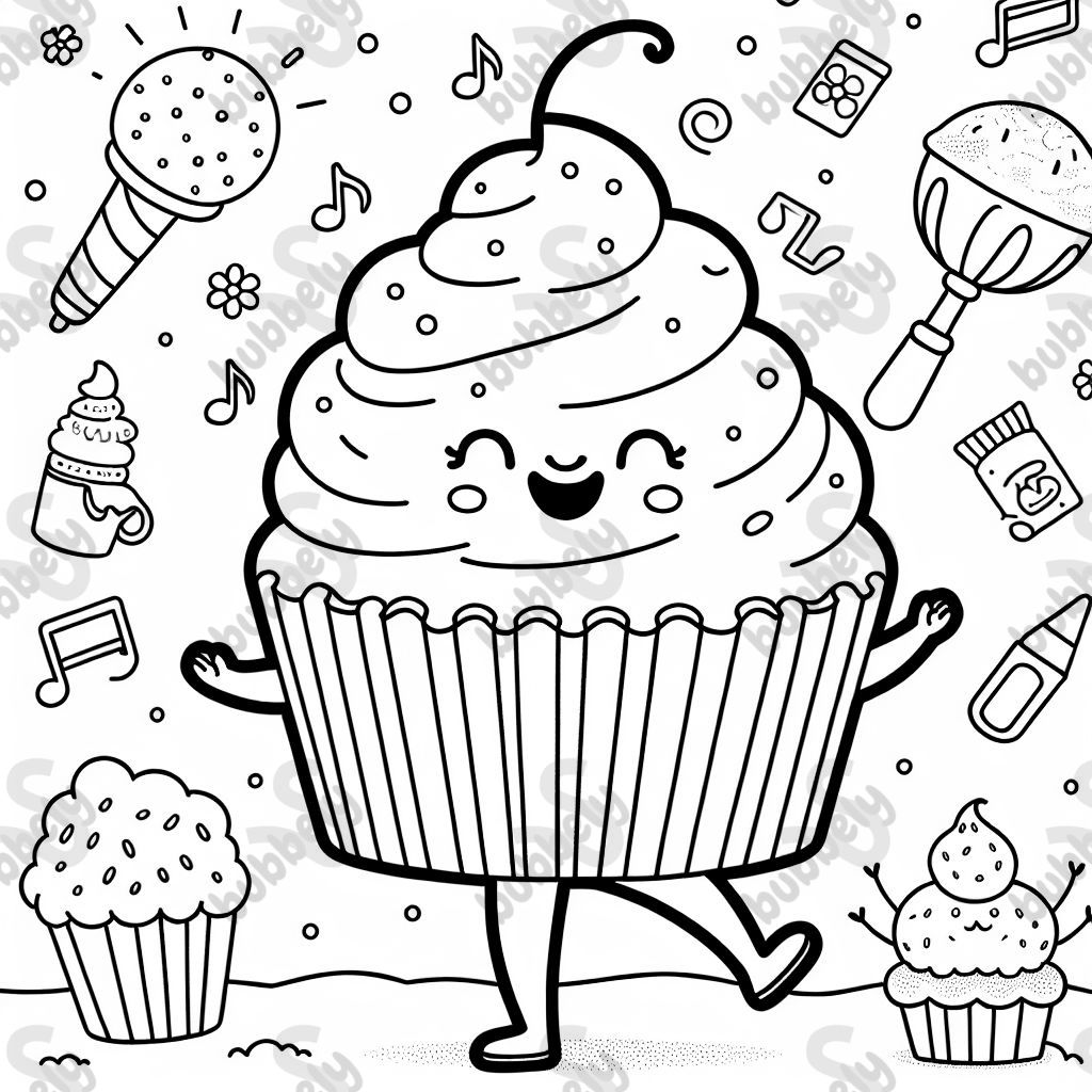 A dancing cupcake