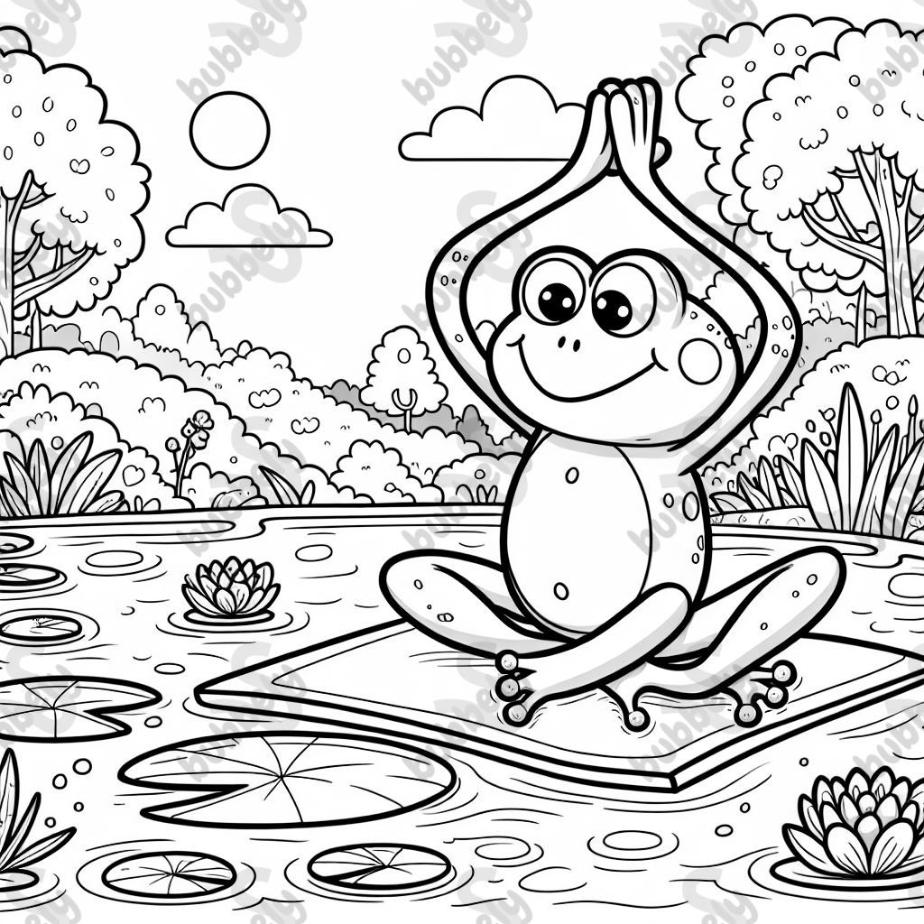 A frog doing yoga