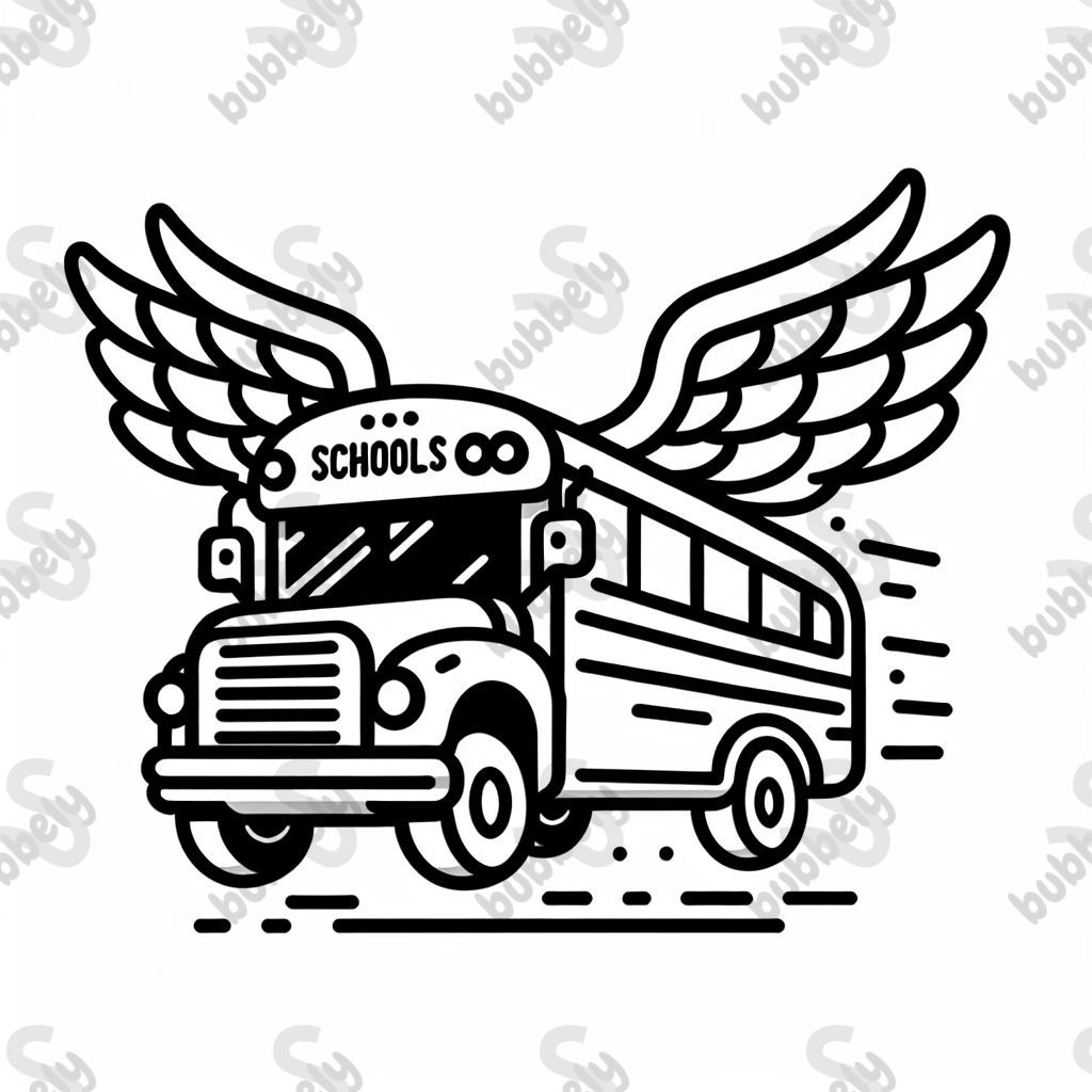 Un bus scolaire avec des ailes qui vole. Un bus scolaire avec des ailes qui vole.