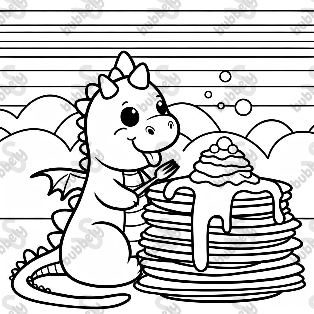 A dragon eating pancakes