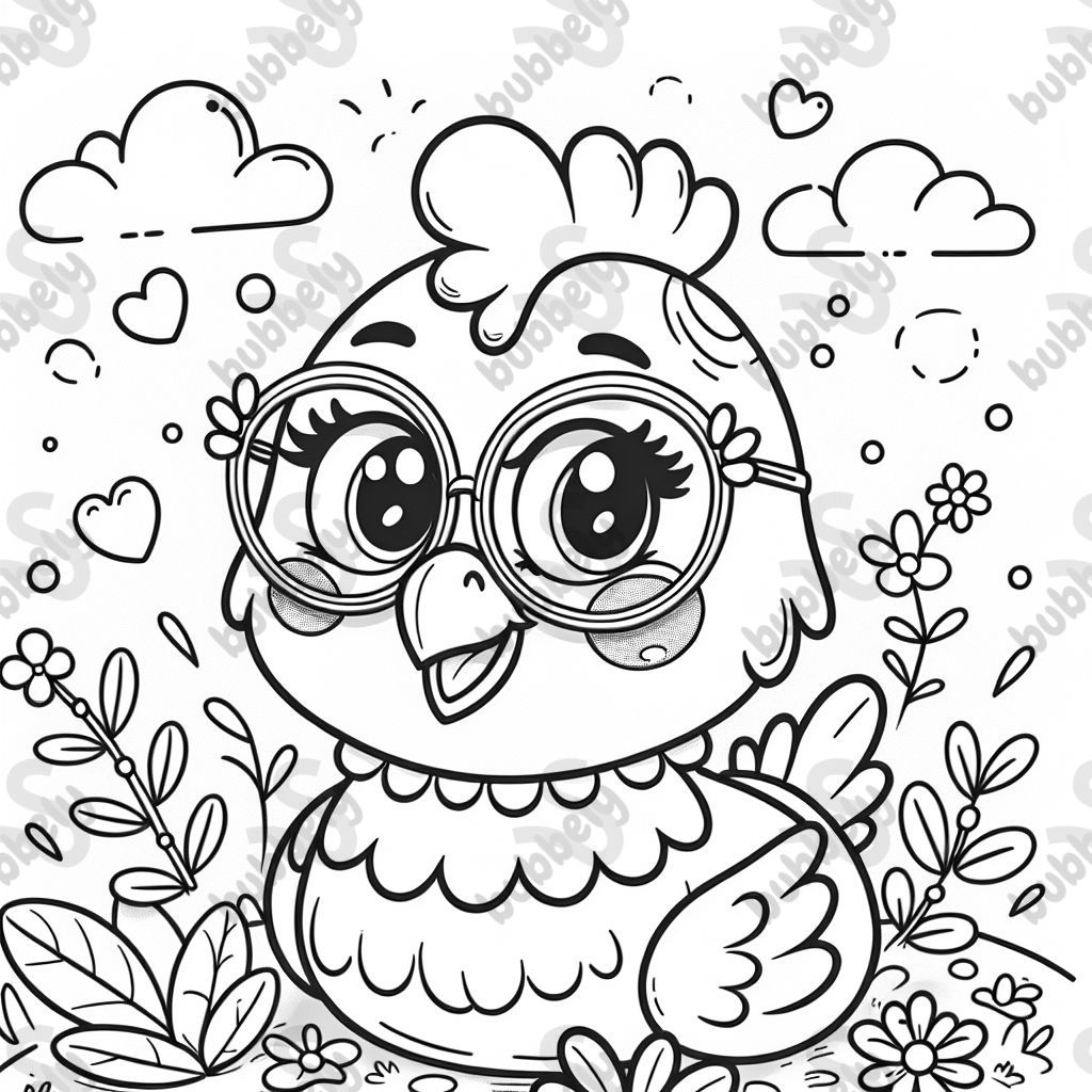 Portrait of a chicken wearing glasses