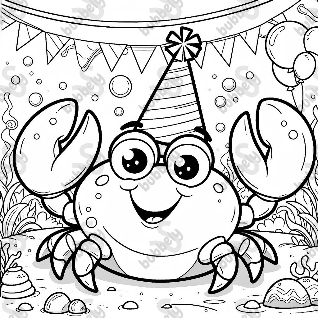 Portrait of a crab wearing a party hat Portrait of a crab wearing a party hat