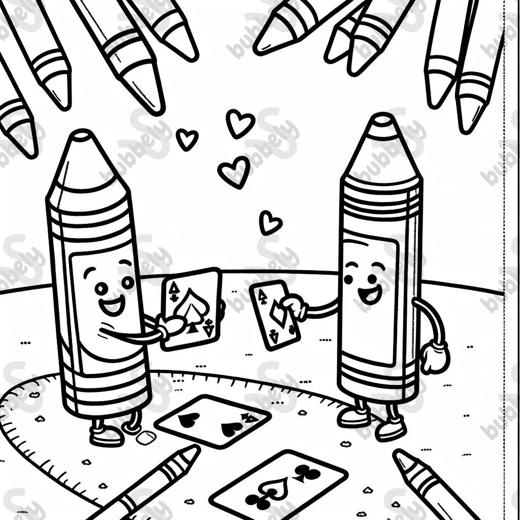 Crayons playing cards