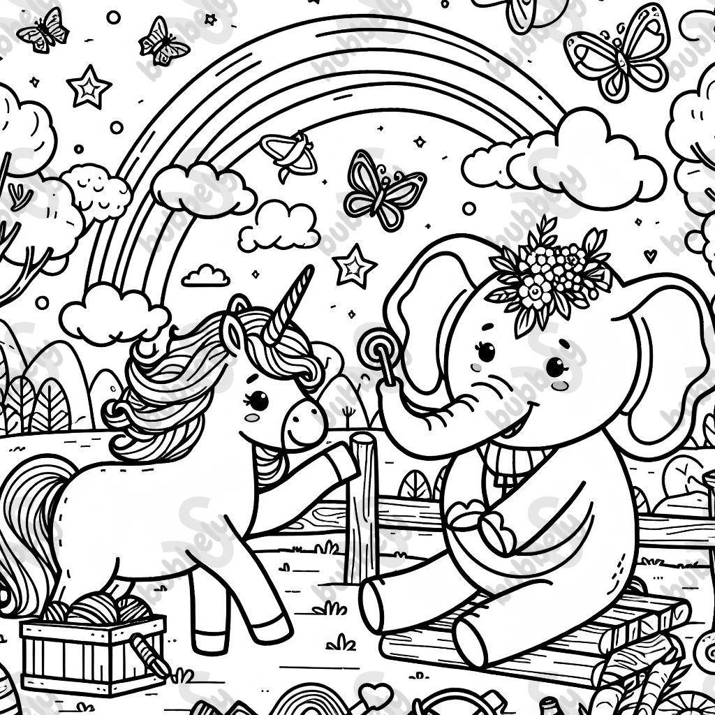 unicorn playing with elephant