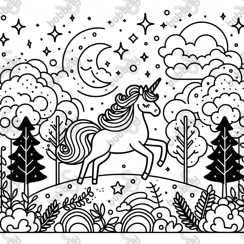 Ein Einhorn im Fantasiewald