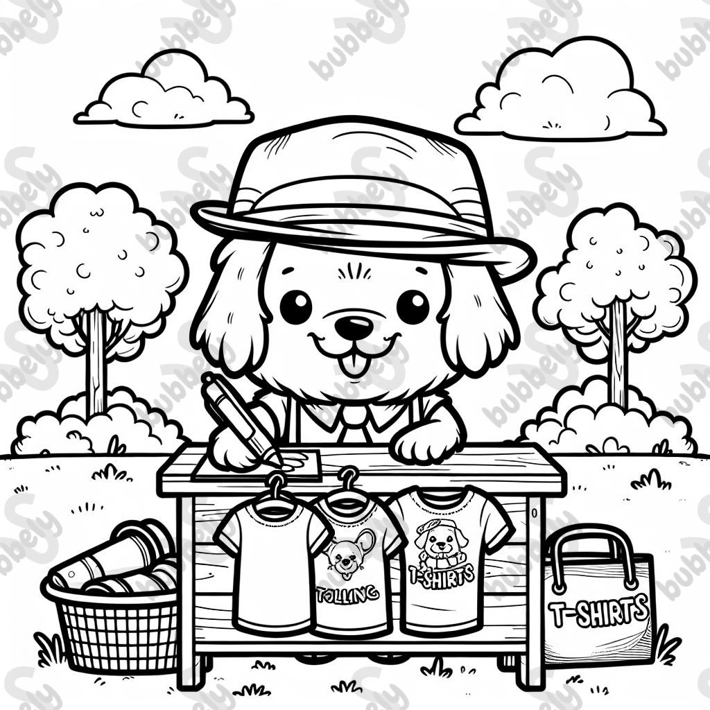 hund mit hut verkauft t-shirts