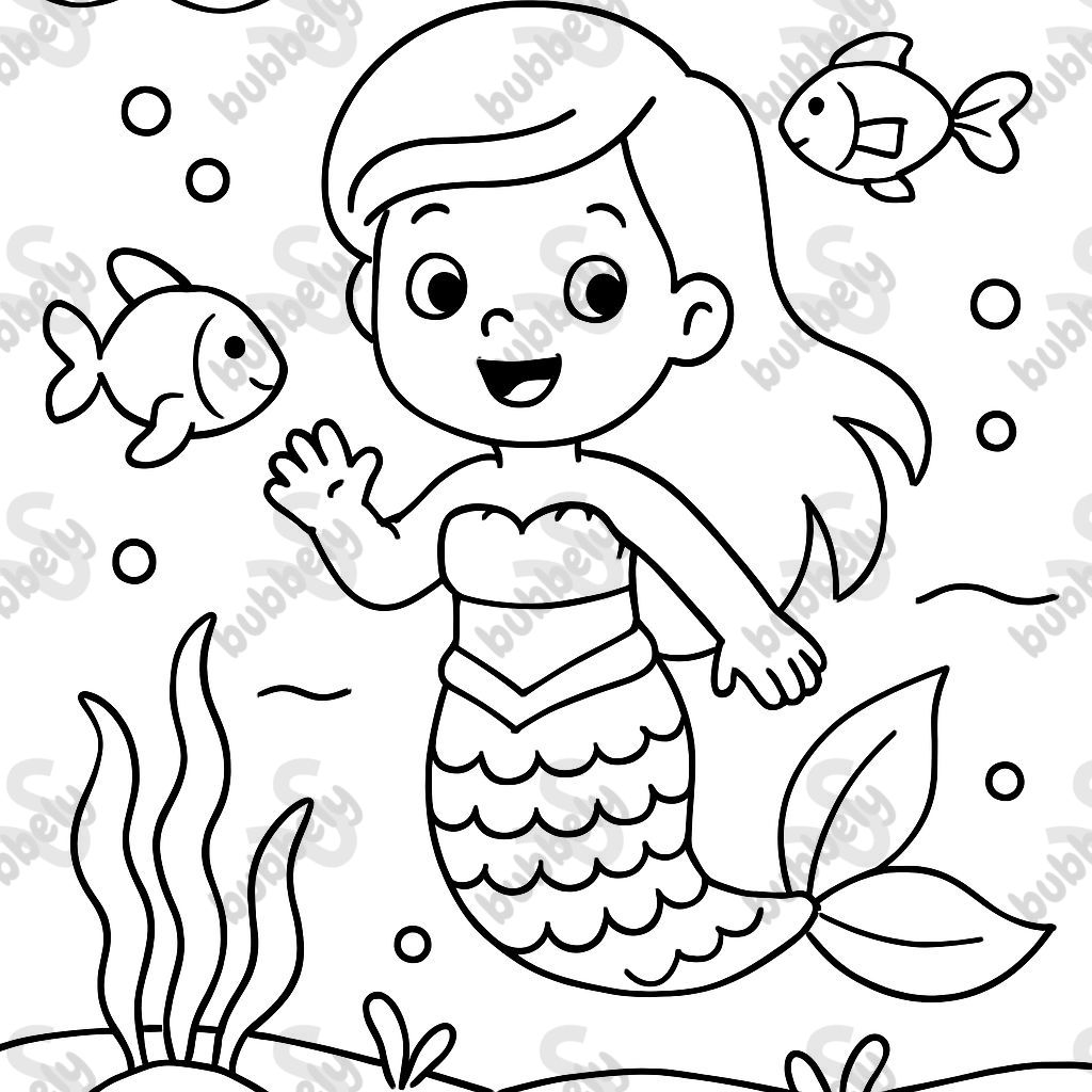 Siren dans l'eau avec des poissons Siren dans l'eau avec des poissons