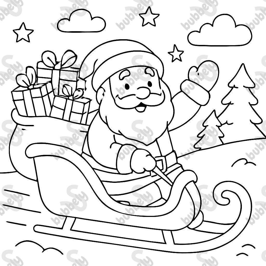 Santa Claus on a sled with gifts