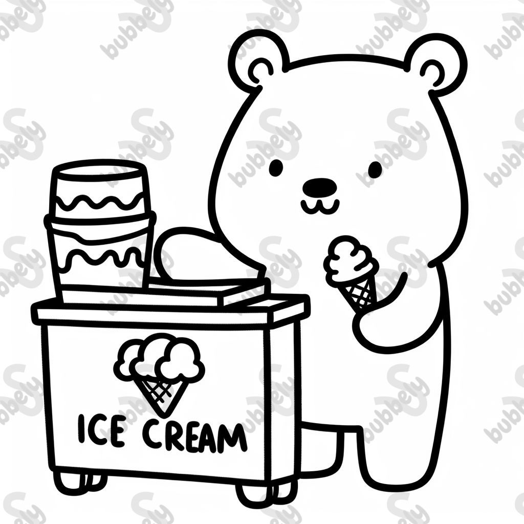 Bär als Eisverkäufer