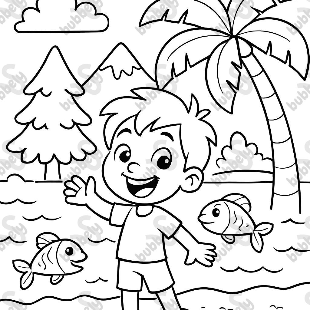 ocean, montagnes, arbres