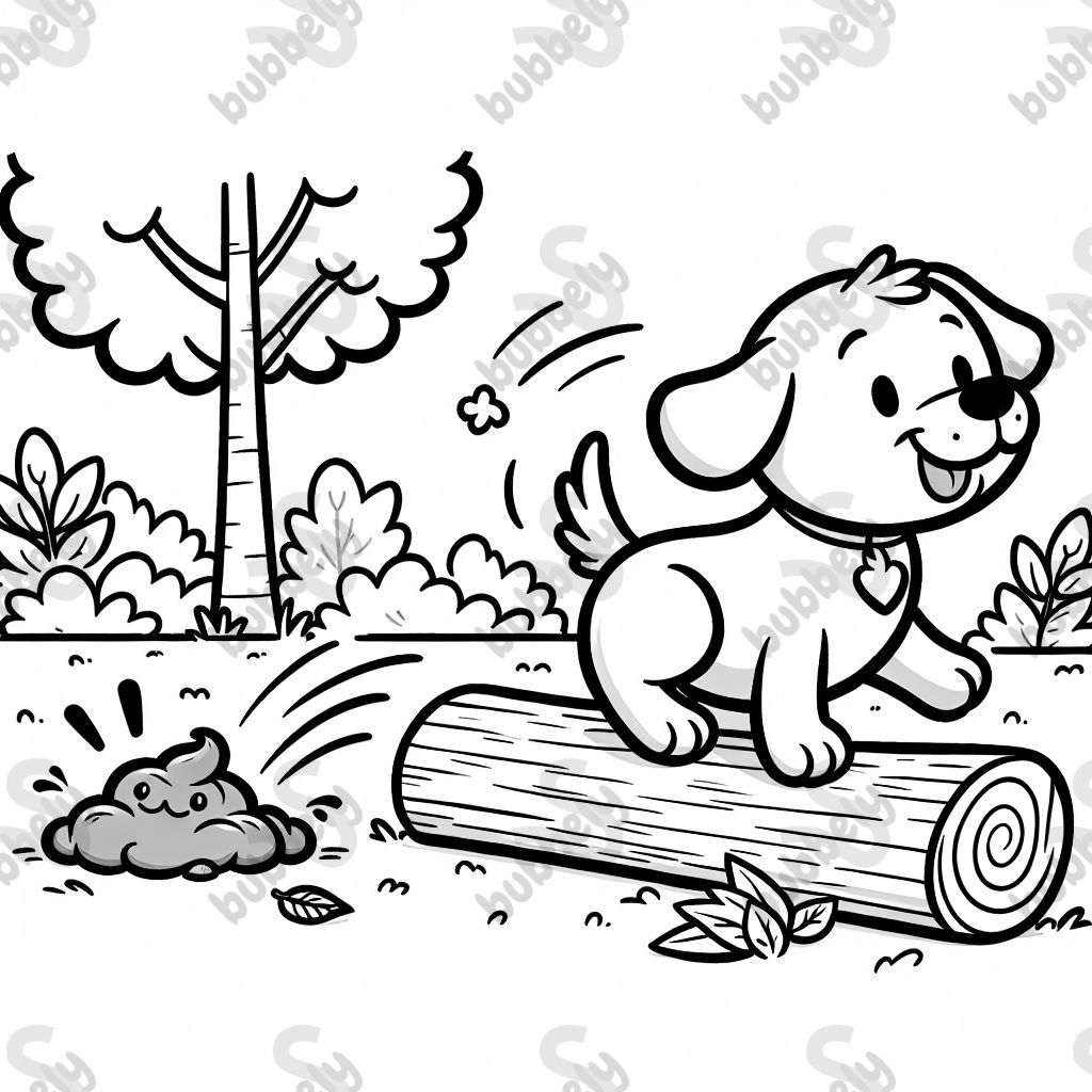 THE DOG POOPD ON THE LOG