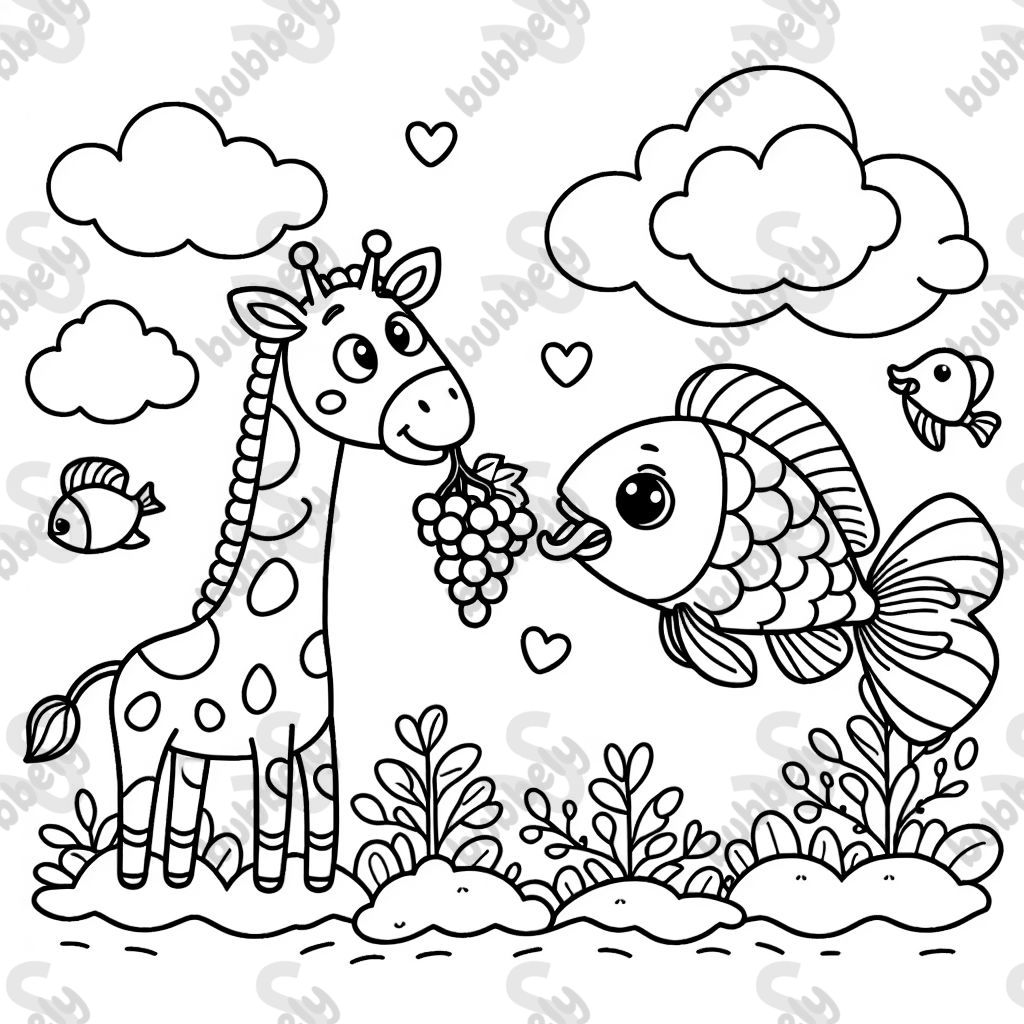 fish and the graffe eat ing a graps