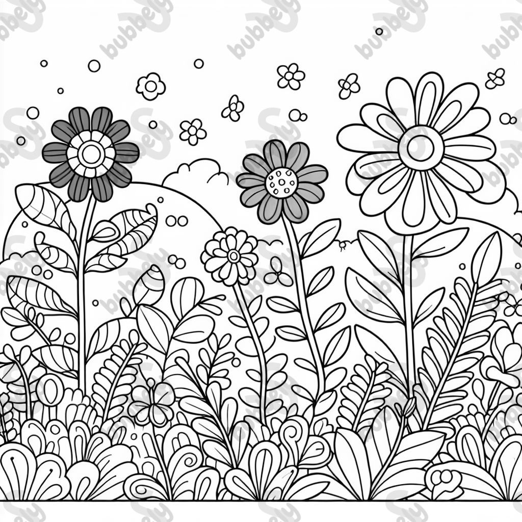 colorful flowers,red,blue,yellow