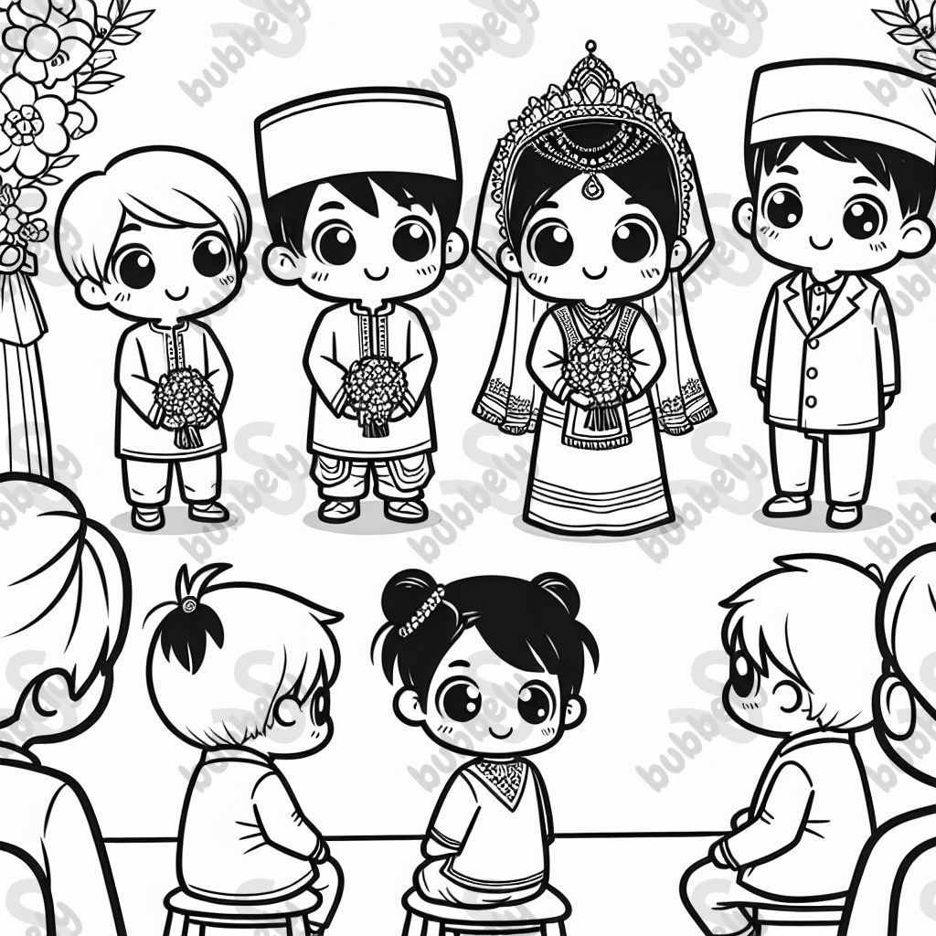 Asian kids at a wedding. No bride/groom.