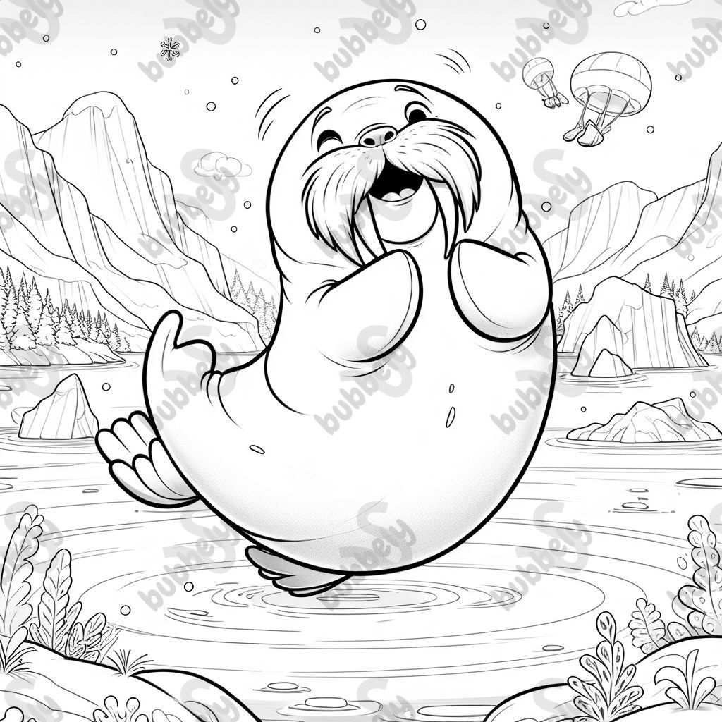 a warlrus jumping around and clapping  in  the artic 