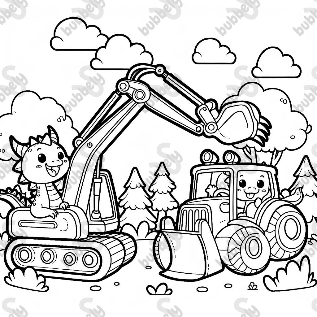dragon in a front loader and excavator