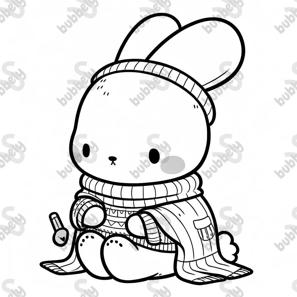 A bunny wearing a cozy outfit.