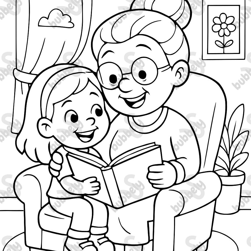 Grandma reading a book to girl