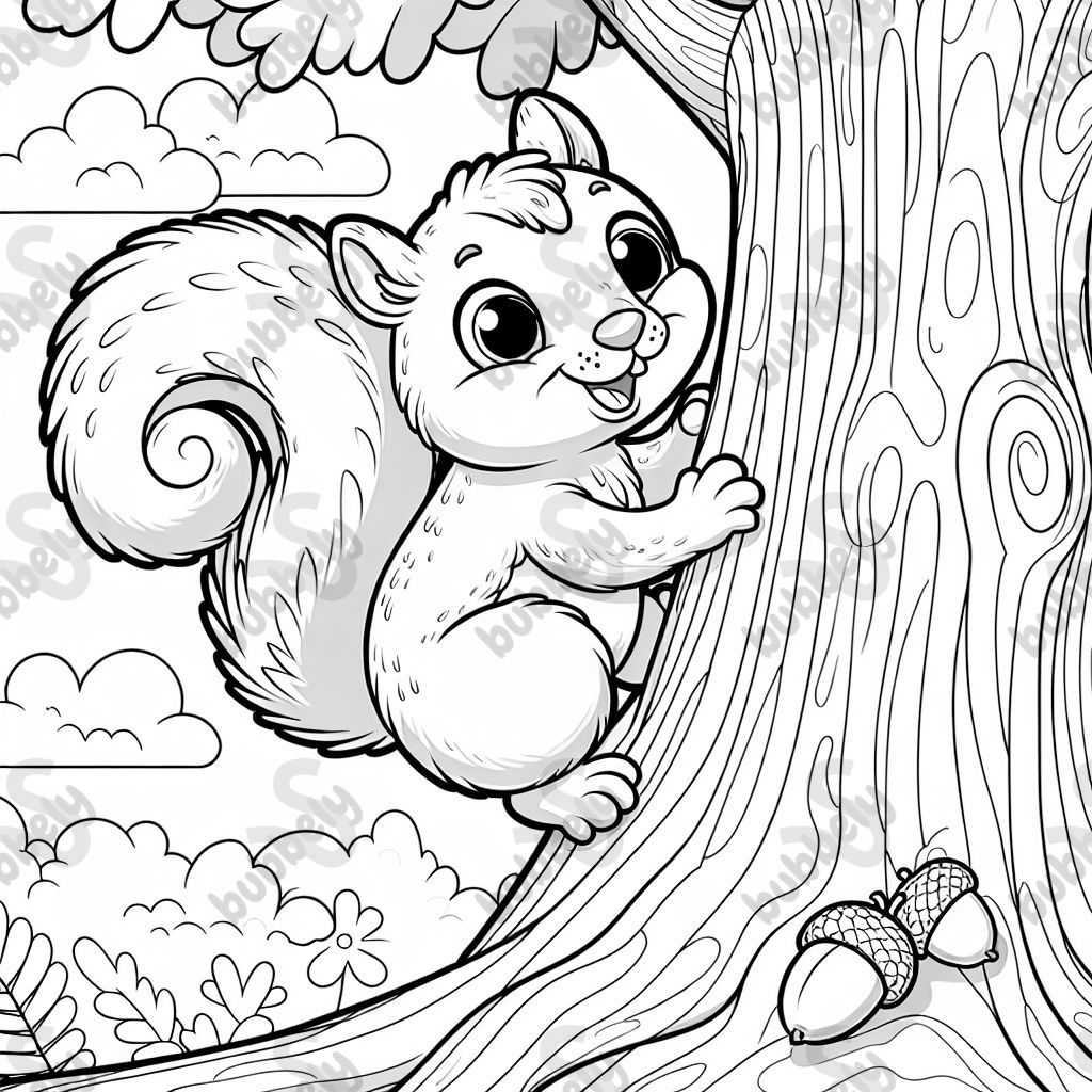 Squirrel climbing tree