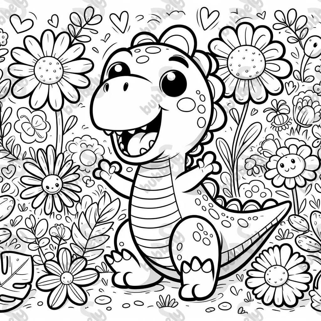 Dinosaur with flowers