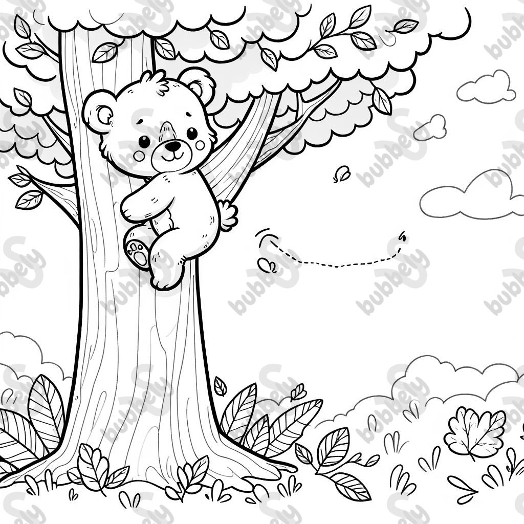 Bear climbing up tree