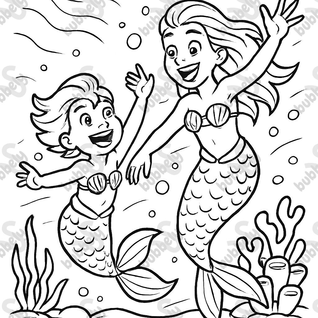 5 year old and 13 year old playing mermaids.