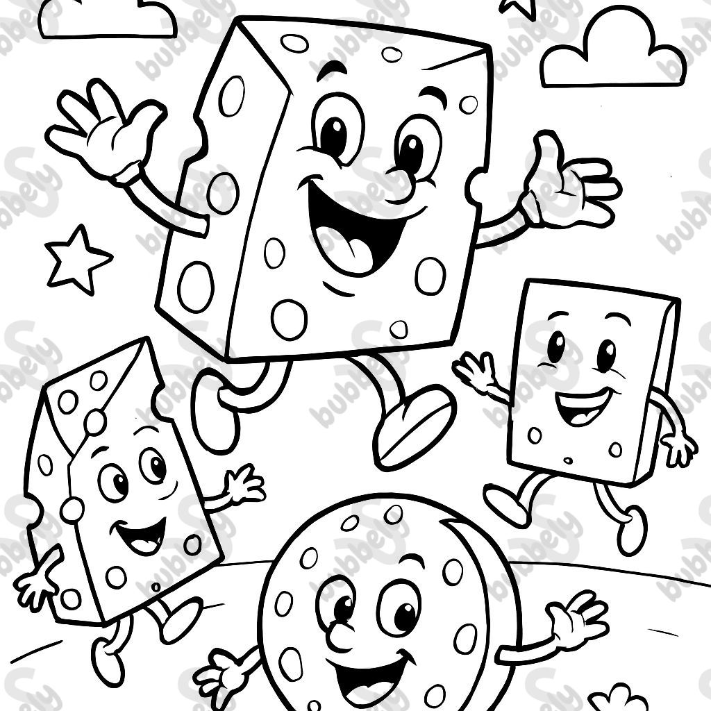 Fromages heureux de différentes formes et tailles Fromages heureux de différentes formes et tailles