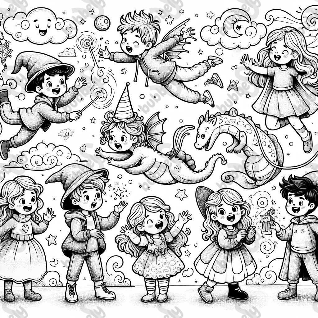 Zauberwelt mit neun Kindern