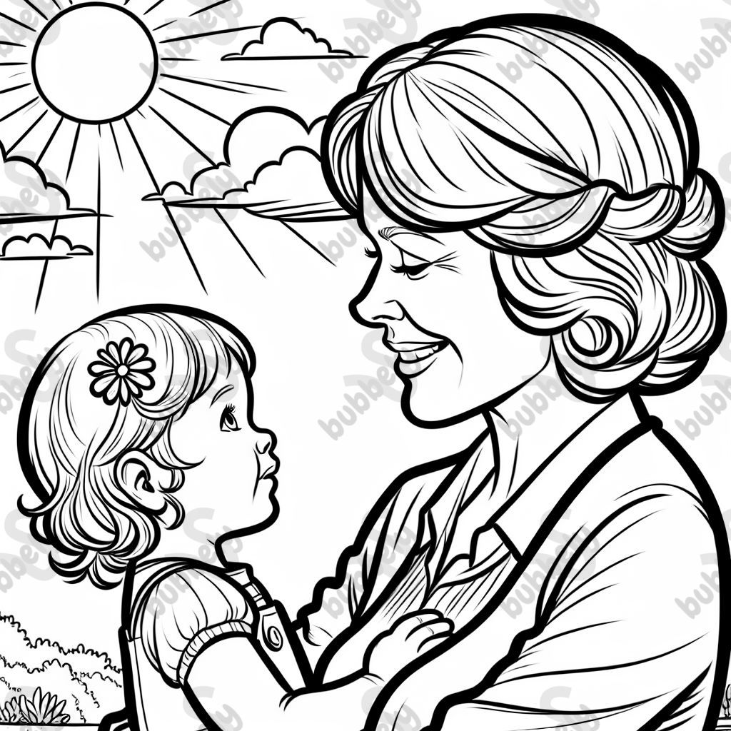 White mama gazing lovingly at small daughter