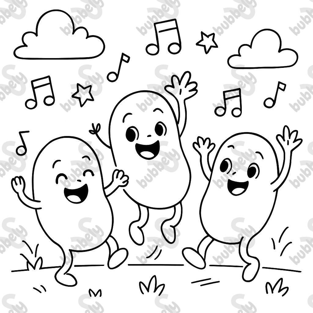 3 personnages de haricots bébés dansent 3 personnages de haricots bébés dansent