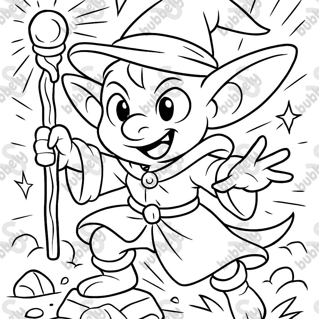 Cute mousy goblin wizard standing.