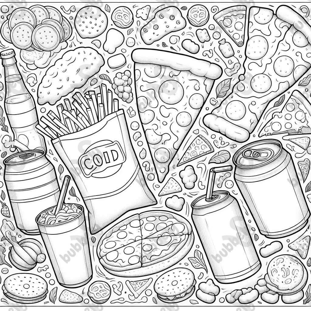 Chips, pizza, soda, and cookies are perfect snacks for a festive mood.