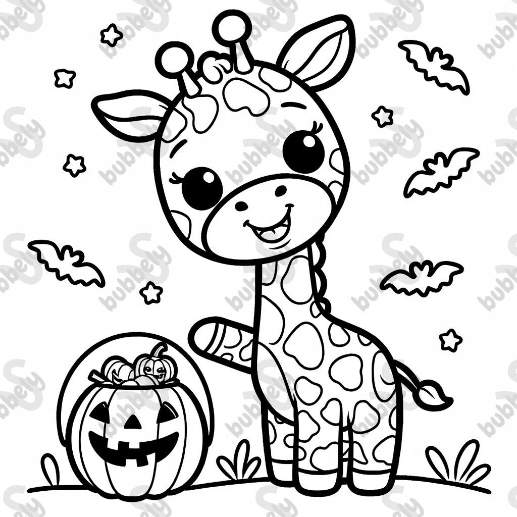 A giraffe on halloween
