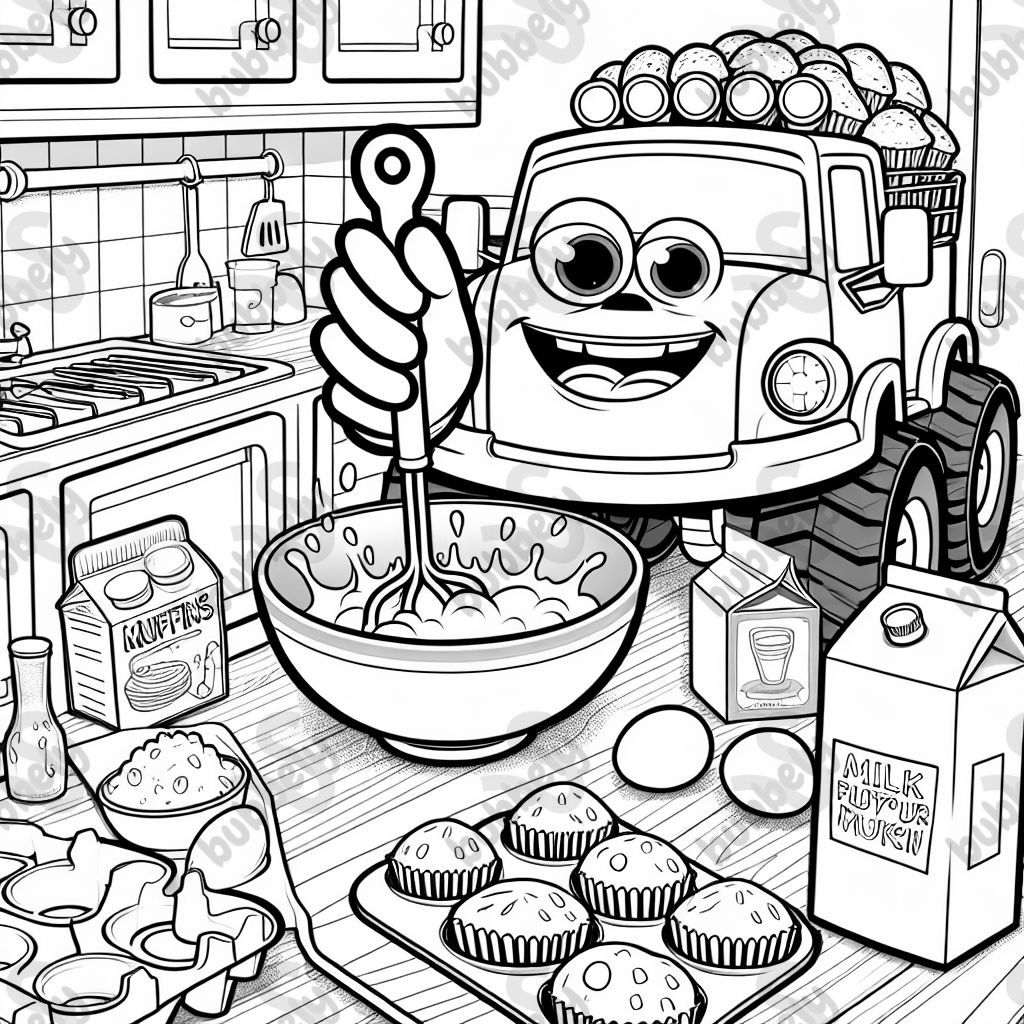 making muffins with a monster truck