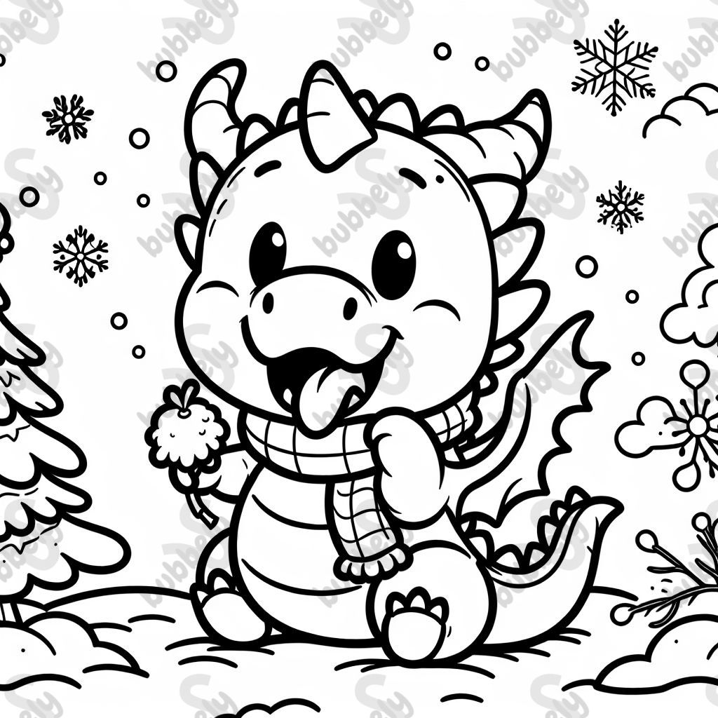 winter scene with a dragon