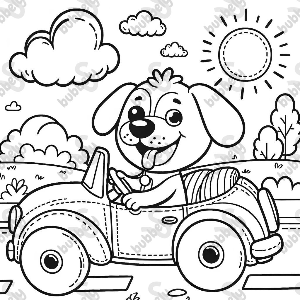 A dog driving a car