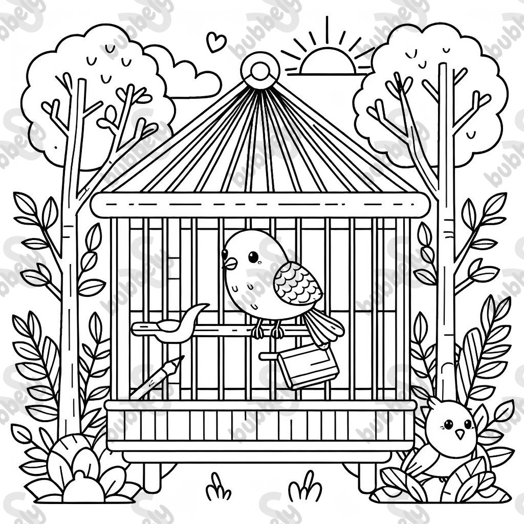 Eine voliere mit 1 Vogel