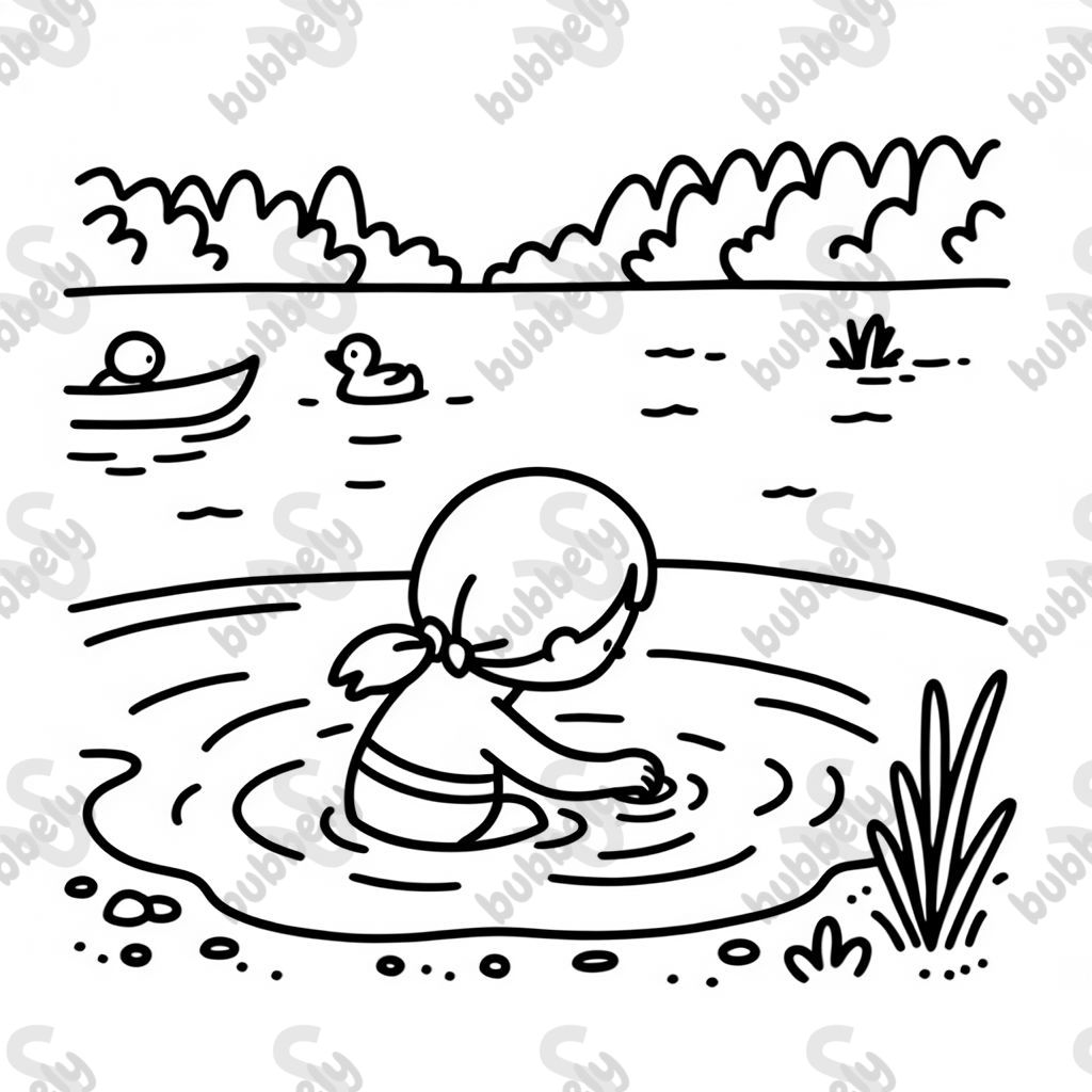 ein mädchen das badet im see