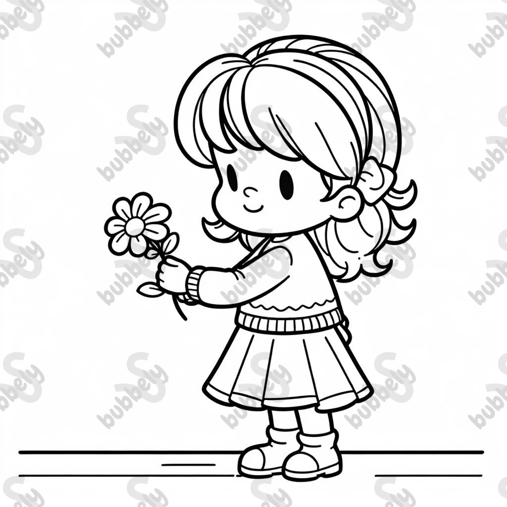 mädchen schenkt blume