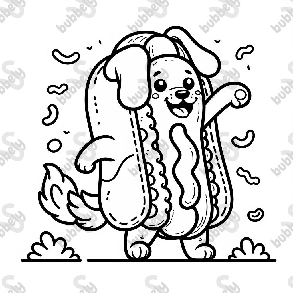 A dog in a hot dog costume.