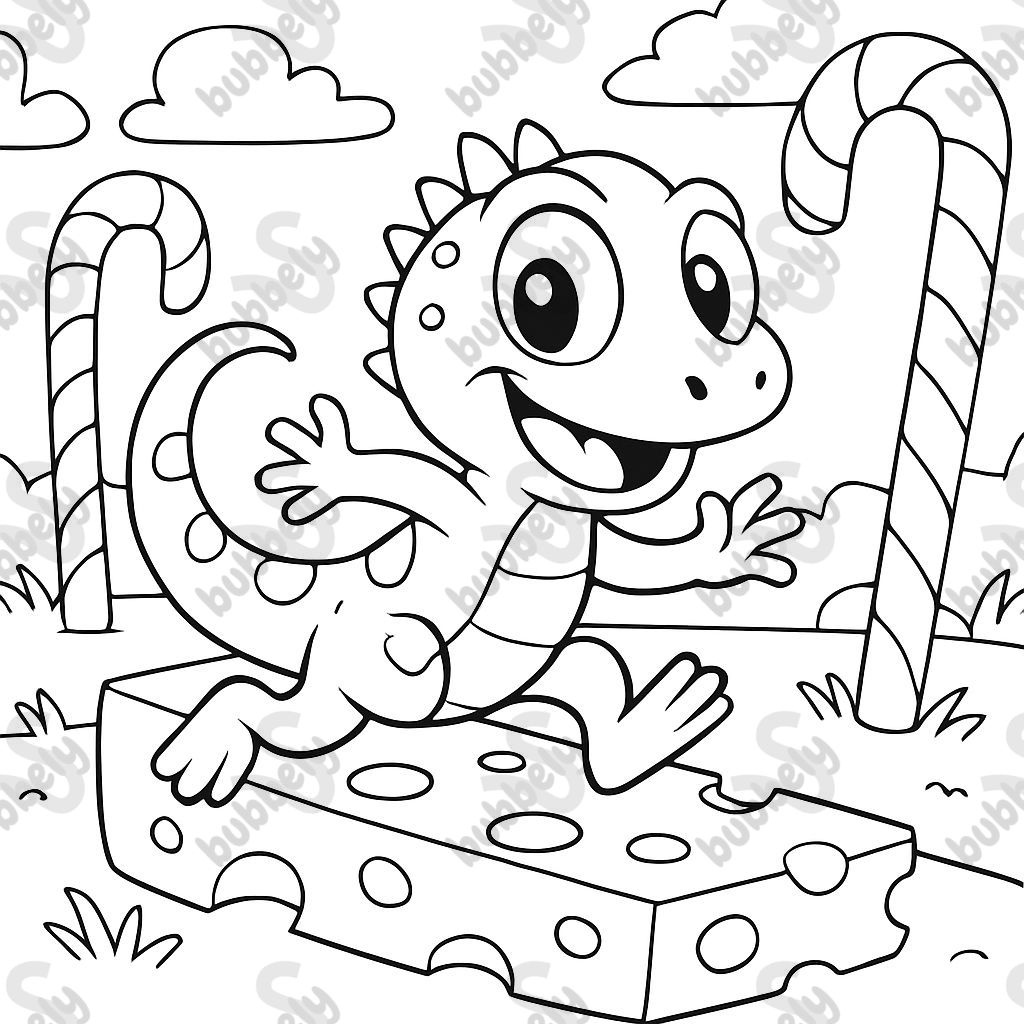 un lézard courant sur un chemin de fromage à travers un champ de cannes en sucre