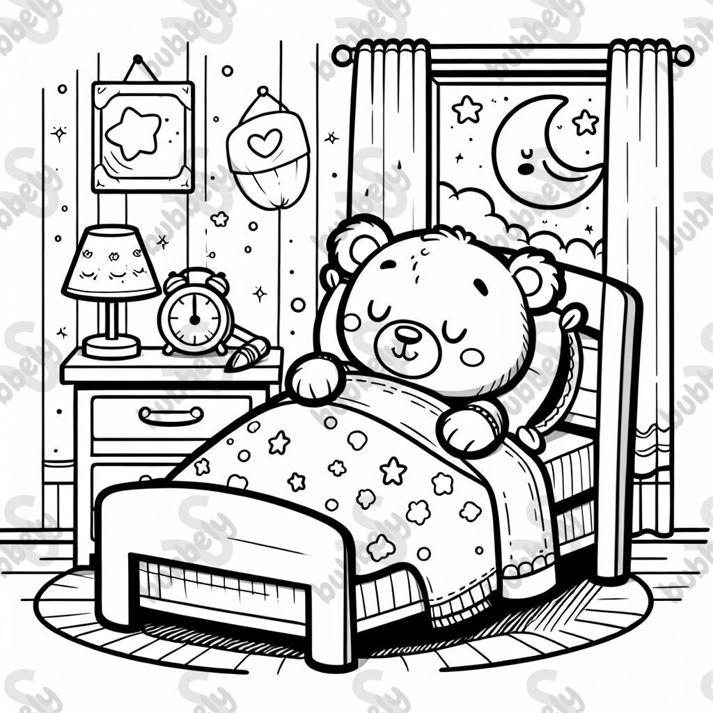 A teddy bear snuggled up in bed 