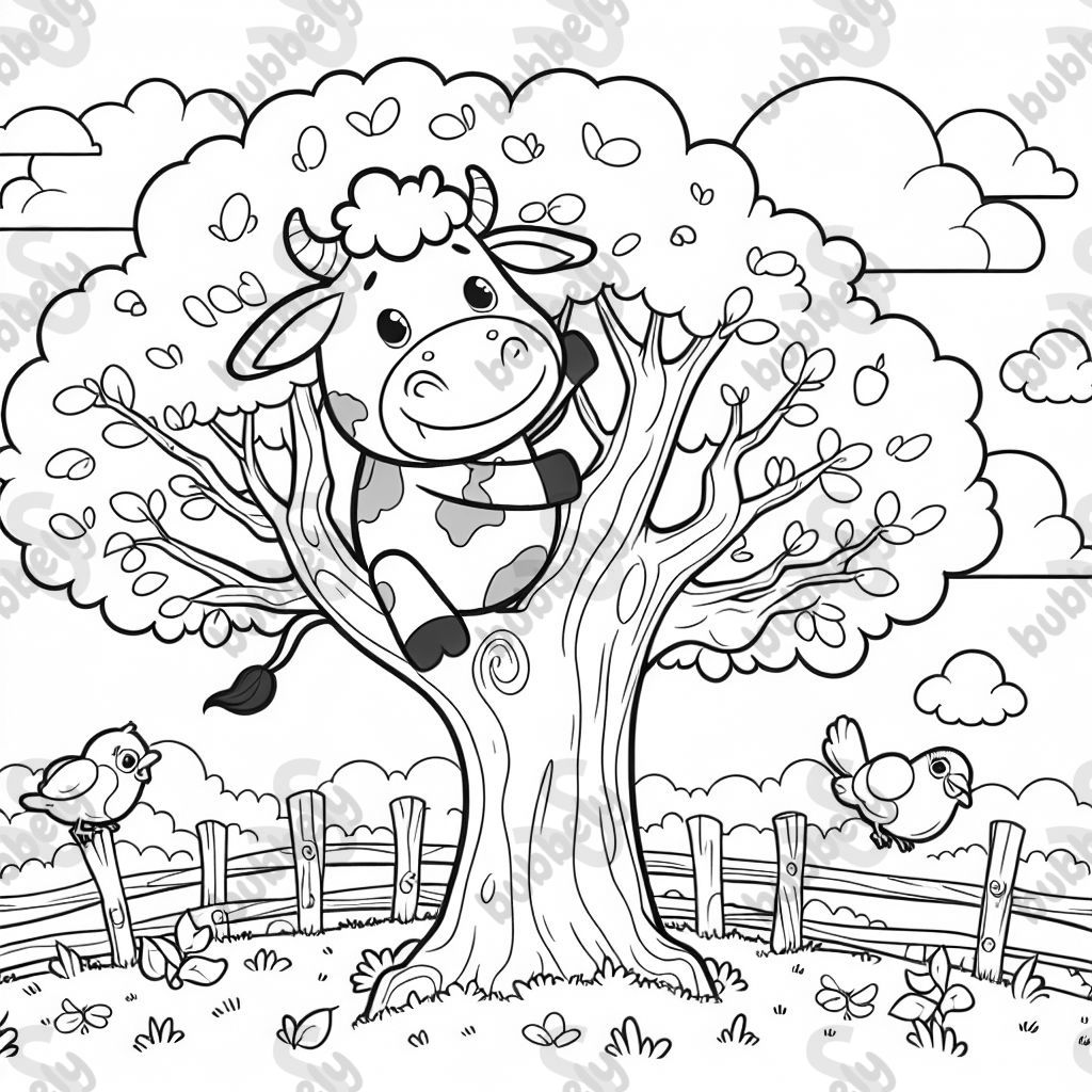 Kuh klettert auf Baum