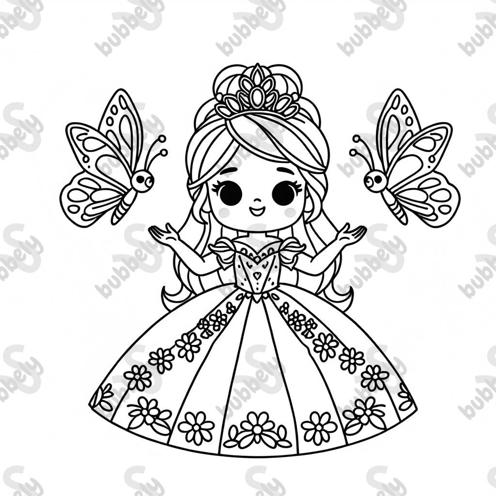 two butterflies on the sides and a princess in the middle two butterflies on the sides and a princess in the middle