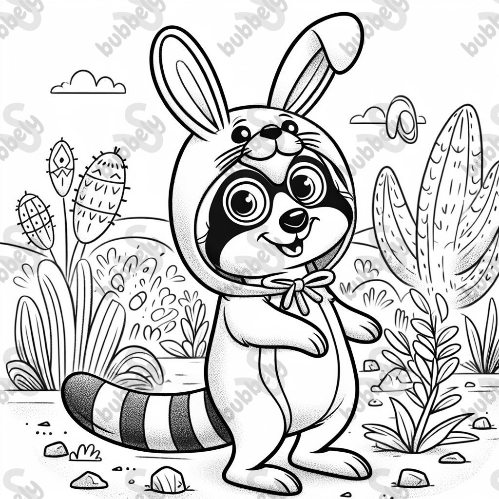 A meerkat in a rabbit costume