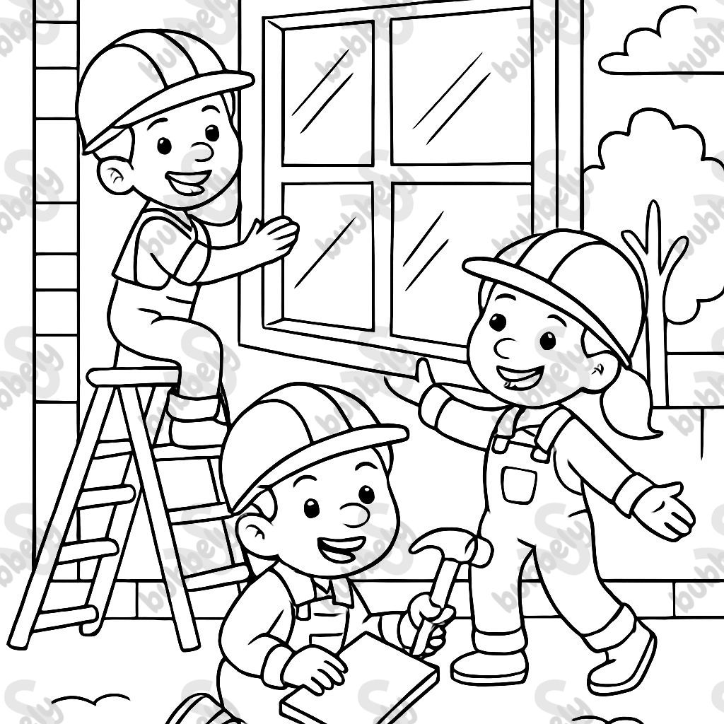 A crew installing windows. A crew installing windows.