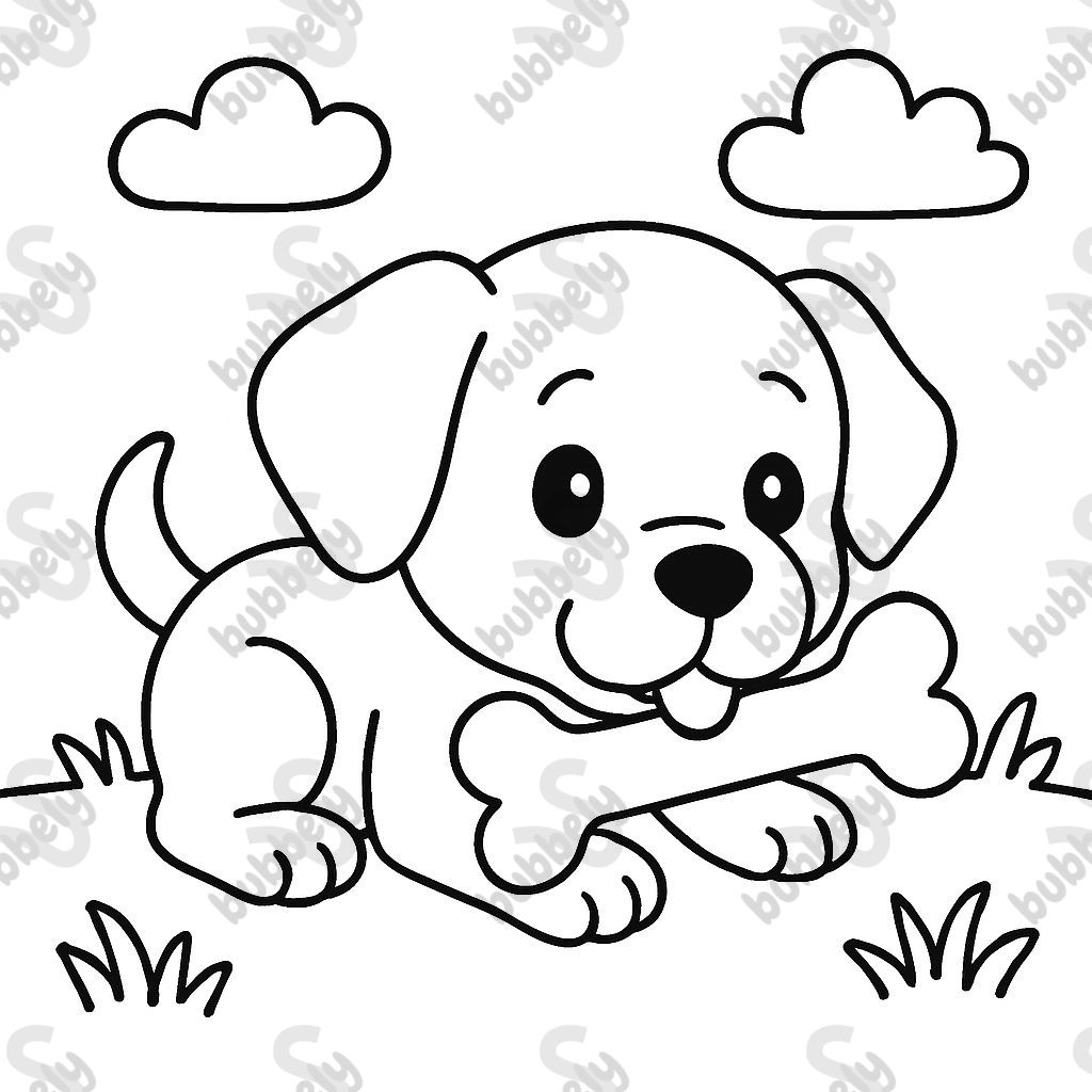 un chiot en train de manger un os