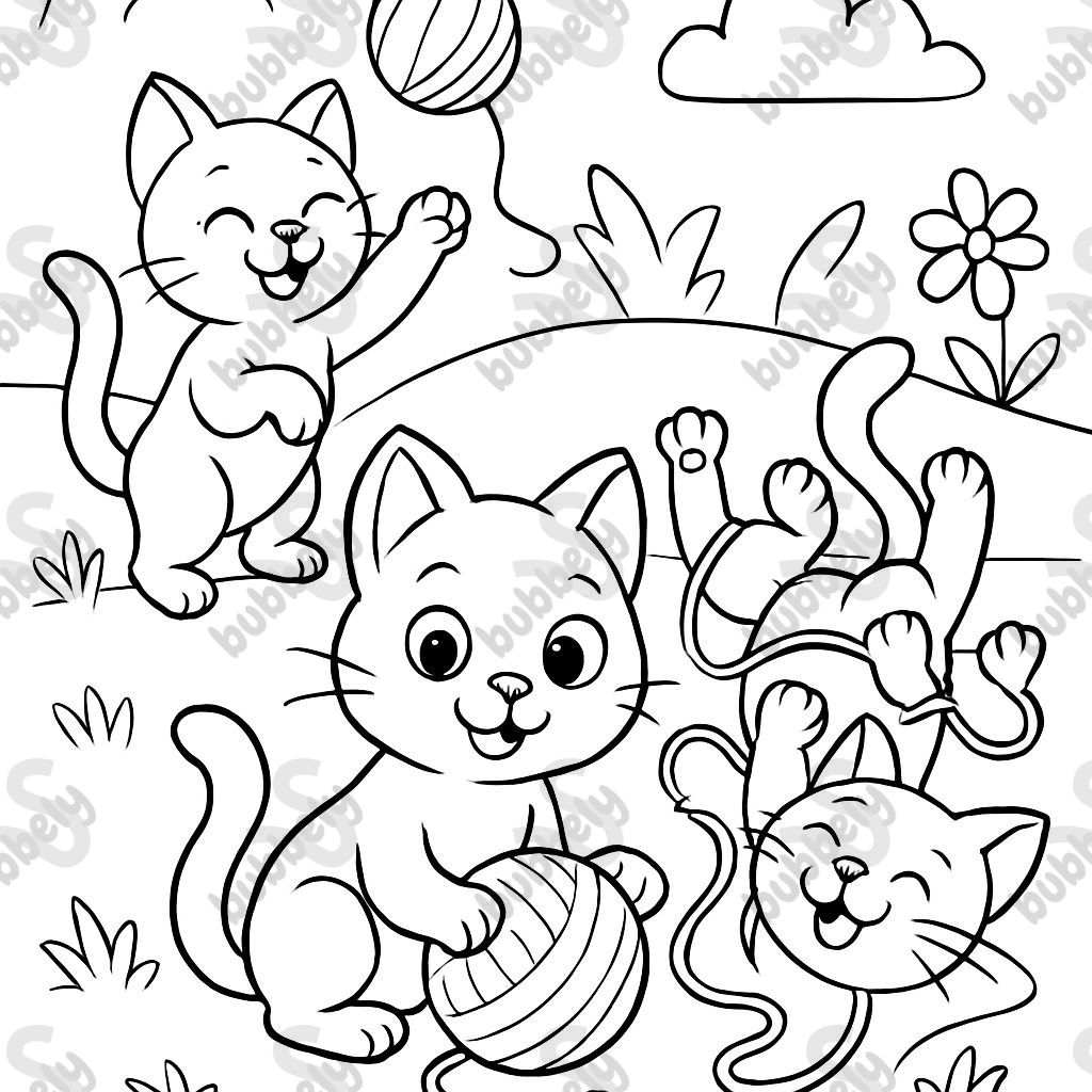 cats playing with yarn