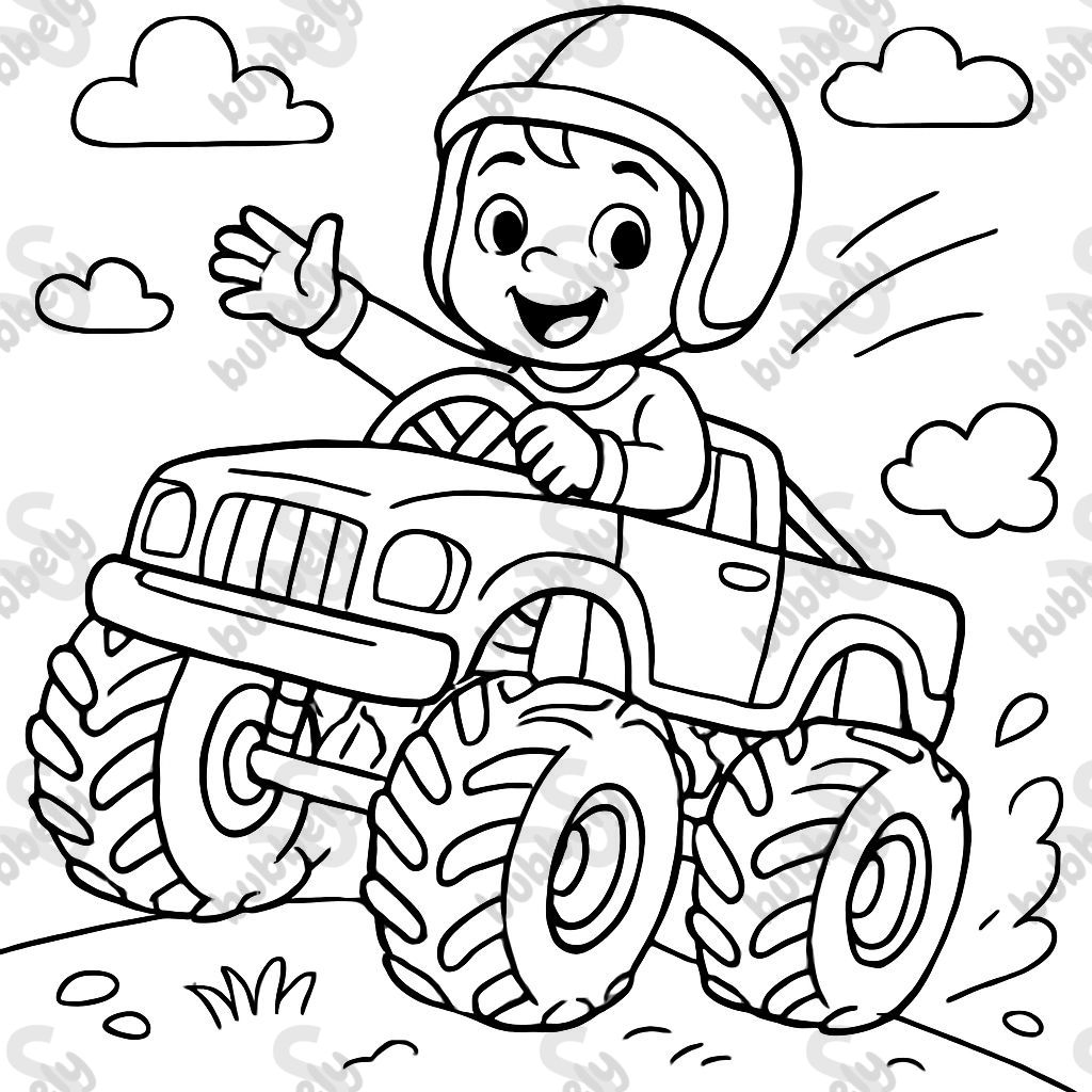 Driving a monster truck.